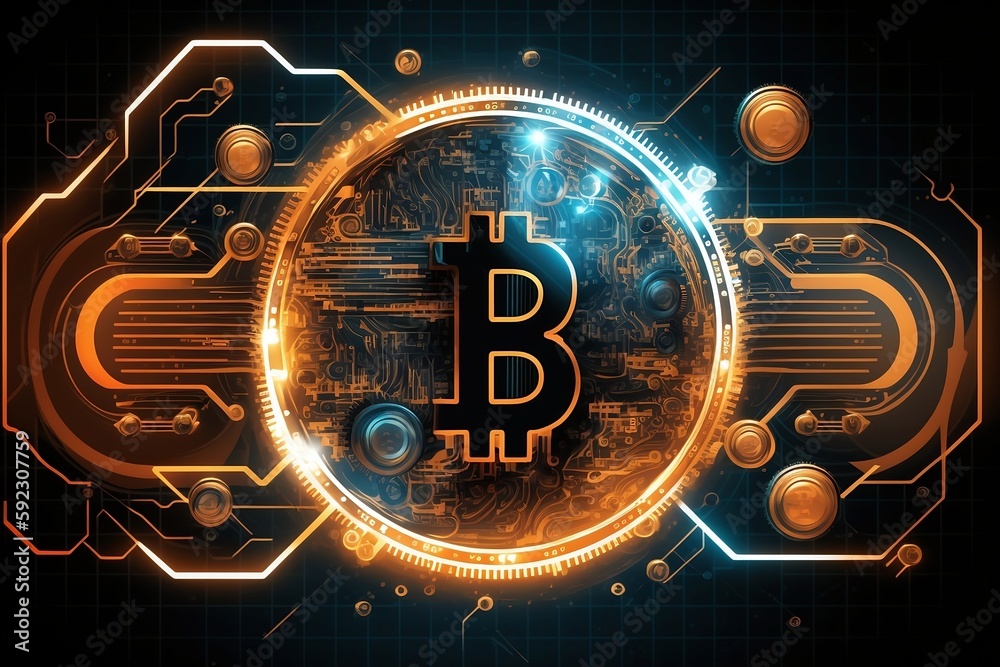 Bitcoin BTC cryptocurrency bitcoin in futuristic style