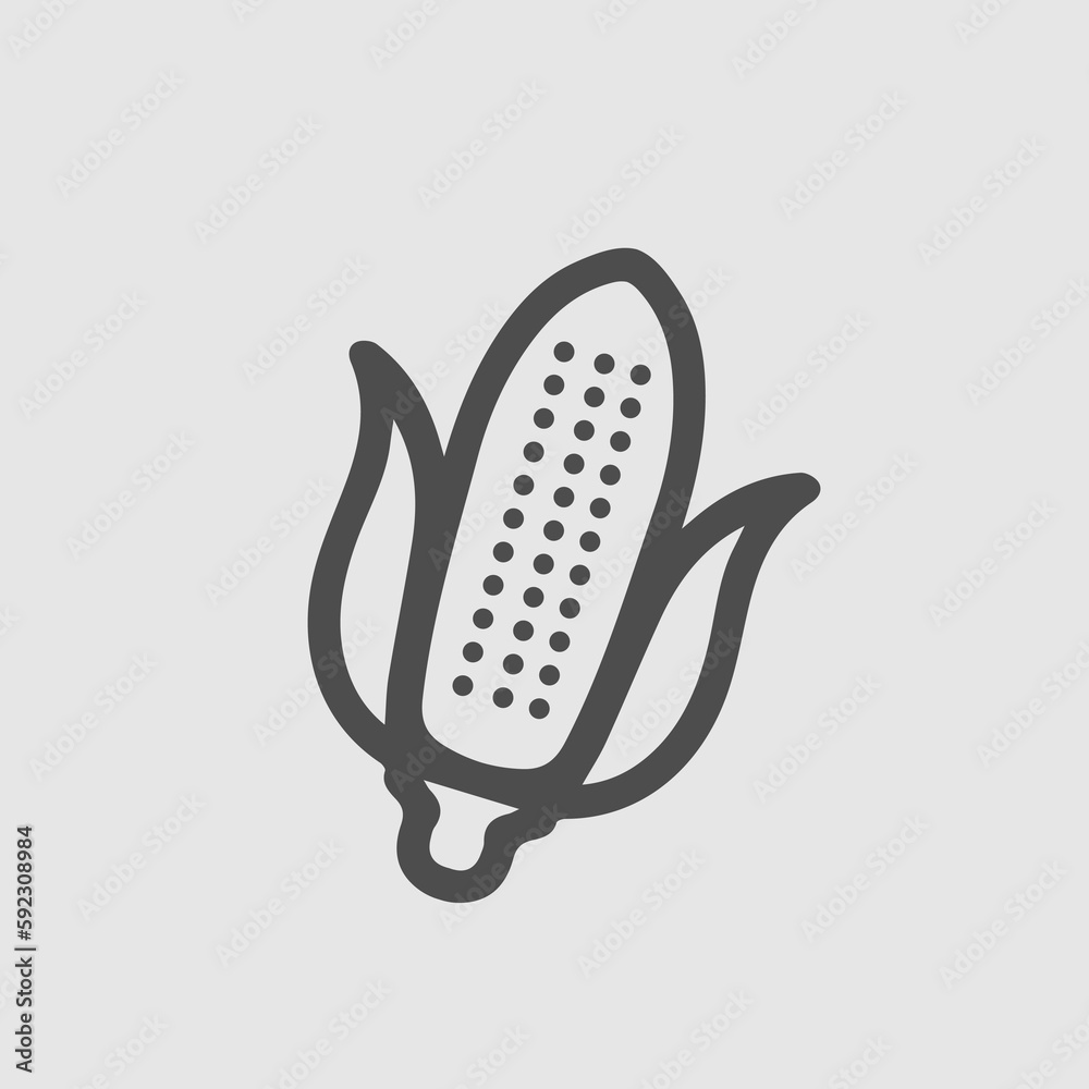 Corn vector icon. Popcorn symbol. Simple isolated pictogram. Corn vector icon. Popcorn symbol. Simple isolated pictogram.