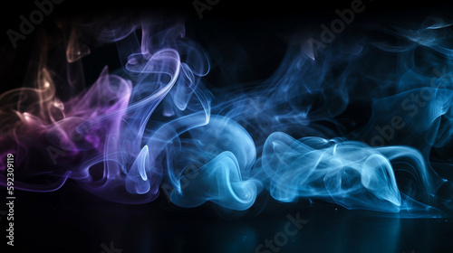 blurred smoke background, blur, gray, blue, purple, dark, black. Generative AI.