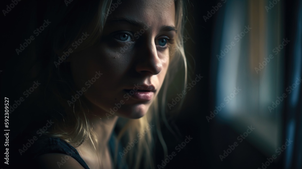 Women in tears depression psychological state. Mental health awareness month illustration. generative ai. Women in tears depression psychological state. Mental health awareness month illustration. generative ai.