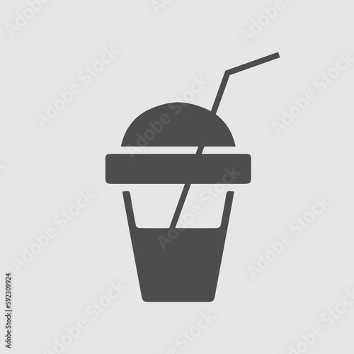 Shake with straw vector icon. Milkshake drink simple isolated pictogram.