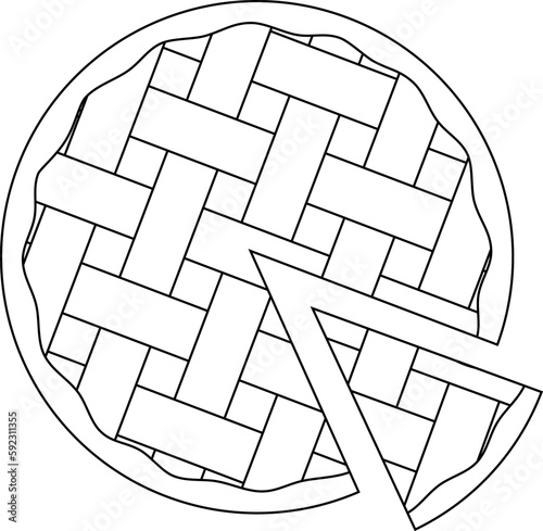 bright vector illustration of berry pie and a piece of pie, homemade cakes, sweet cake with jam, doodle and sketch