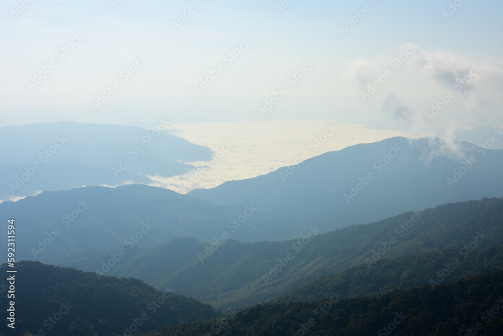 Nan Thailand December 26 2022 viewpoint at Doi Phu Kha Viewpoint on 1715 road ,cool mountain,street market,otop market.