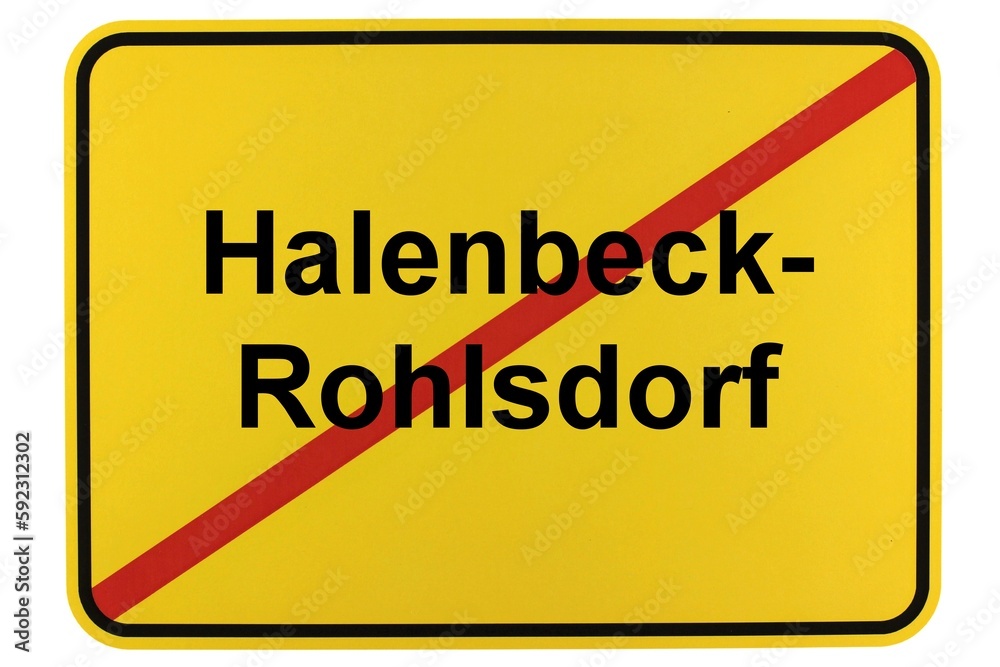 Illustration eines Ortsschildes der Gemeinde Halenbeck-Rohlsdorf in Brandenburg