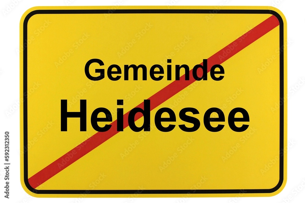 Illustration eines Ortsschildes der Gemeinde Heidesee in Brandenburg Illustration eines Ortsschildes der Gemeinde Heidesee in Brandenburg