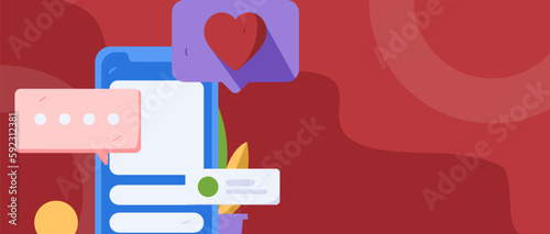 Virtual characters social communication concept business flat vector hand drawn illustration
