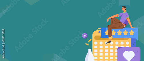 Virtual characters social communication concept business flat vector hand drawn illustration
