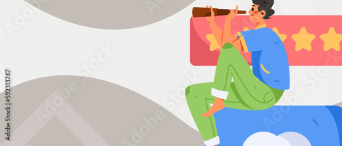 Virtual characters social communication concept business flat vector hand drawn illustration
