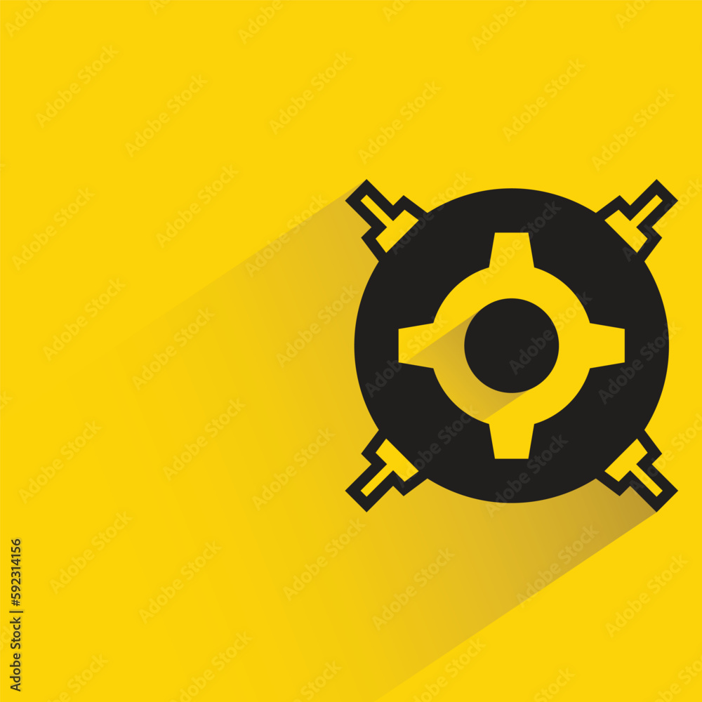 Obraz premium gear with shadow on yellow background