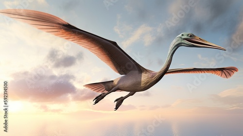 Huge Wings: Prehistoric Reptile: Quetzalcoatlus from the Cretaceous Era 3D Illustration. Generative AI