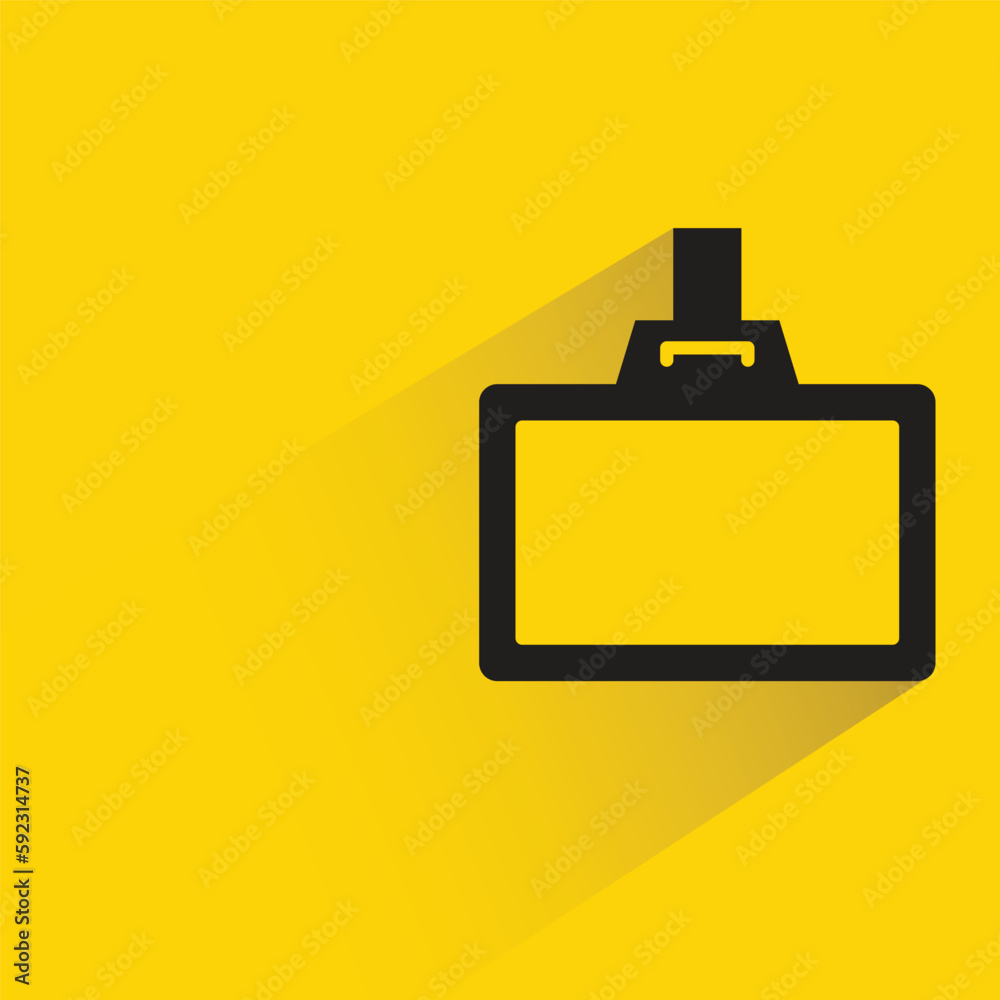 id card badge with shadow on yellow background id card badge with shadow on yellow background