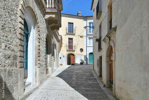 A narrow street among the old houses of Larino  a medieval town in the province of Campobasso in Italy.