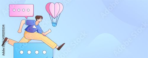 Virtual characters social communication concept business flat vector hand drawn illustration
