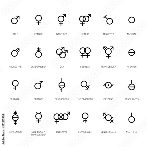 Gender and sexual orientation identity vector symbol sign icons