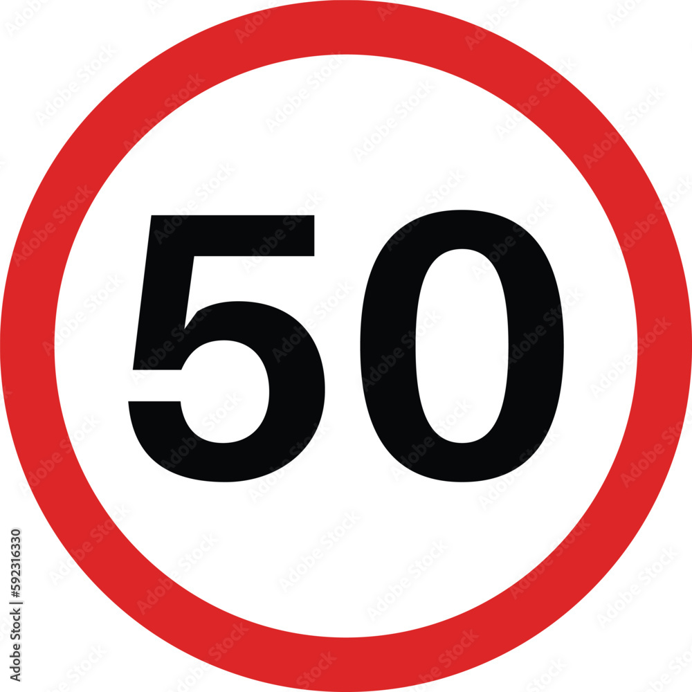 50 speed limitation road sign vector isolated on white background 50 speed limitation road sign vector isolated on white background