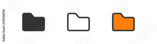 Folder icon on light background. Document symbol. File, doc, storage, archive, data, computer. Outline, flat and colored style. Flat design. Vector illustration.
