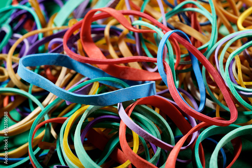 Close-up of a group of rubber bands