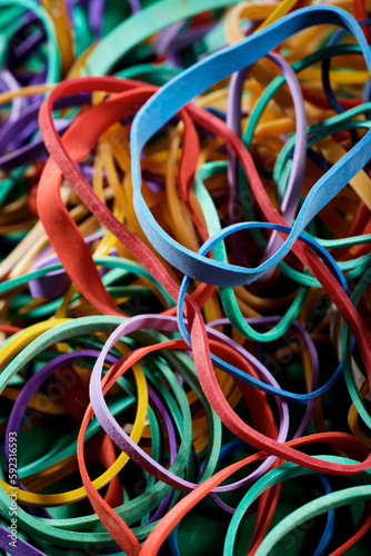 Close-up of a group of rubber bands