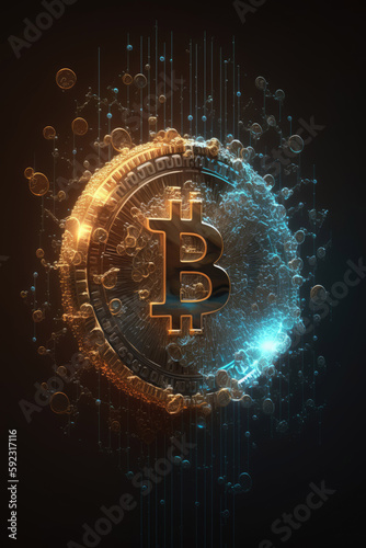 Bitcoin_logo_and_emblem_of_lock._Financial_background with Generative AI Technology