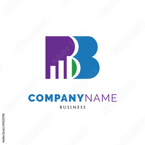 Initial Letter BB Chart Statistics Icon Logo Design Template