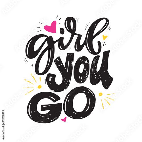 Set with lettering slogans about girl power, feminism. Funny quotes for blog, poster and print design. Modern calligraphy texts about self care. Vector illustration