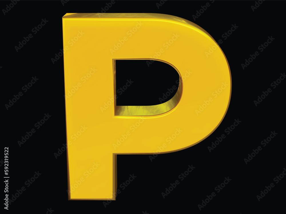 Latter P. in large yellow black background, transparent background Latter P. in large yellow black background, transparent background