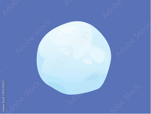 Concept Snow ice liquid spot. The illustration is a flat vector design that showcases a realistic concept of a snowball on a blue background. Vector illustration.