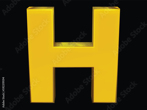 Latter H. in large yellow black background, transparent background