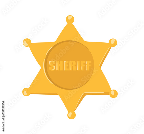 Concept Wild west sheriff symbol police. This is a flat vector illustration with a Wild West concept featuring a cartoonish sheriff symbol police design on a white background. Vector illustration.