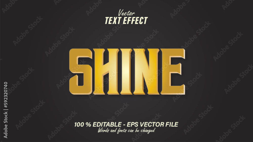 Gold shine text effect editable with black background eps file 