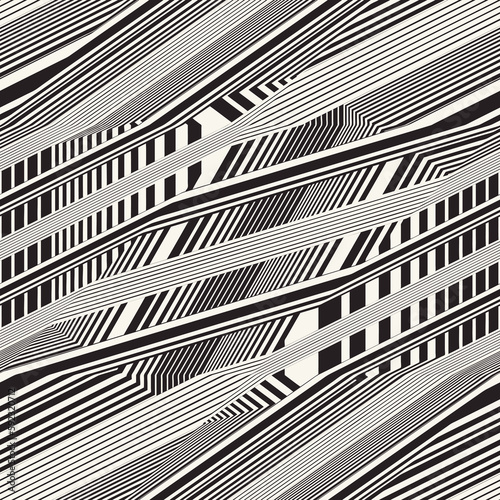 Monochrome Moiré Effect Textured Dashed and Striped Pattern