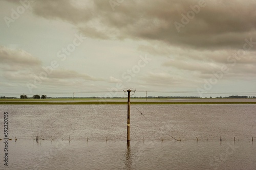 Scenic shot of the flooded fields of Buenos Aires with the overcast sky in the background © Patricio Murphy/Wirestock Creators