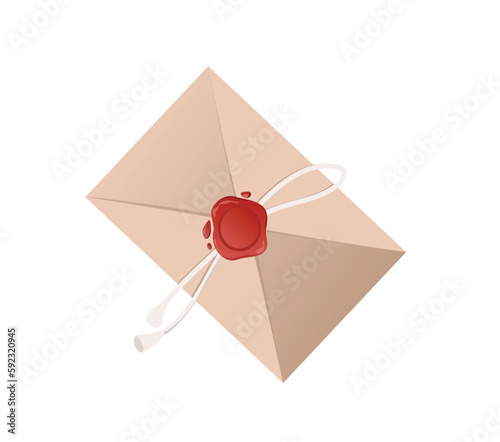 Concept Post mail envelop seal. This illustration is a flat vector design of a mail envelope with a seal on a white background. Vector illustration.