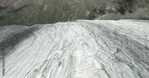 aerial view of a melting glacier in the swiss alps photo