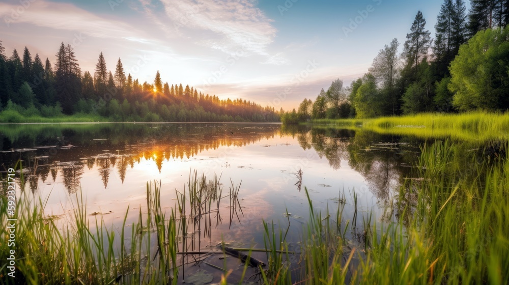A peaceful nature scene, like a tranquil lake or meadow, signifying mental health. Generative ai. A peaceful nature scene, like a tranquil lake or meadow, signifying mental health. Generative ai.