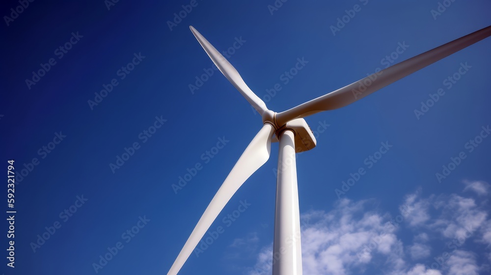 A wind turbine against a clear sky, symbolizing clean energy. Generative ai. A wind turbine against a clear sky, symbolizing clean energy. Generative ai.