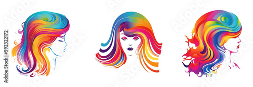 set vector illustration of female support lgbt rights isolate on white background