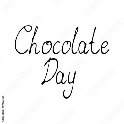 Lettering Chocolate Day line art. Hand drawn vector illustration.