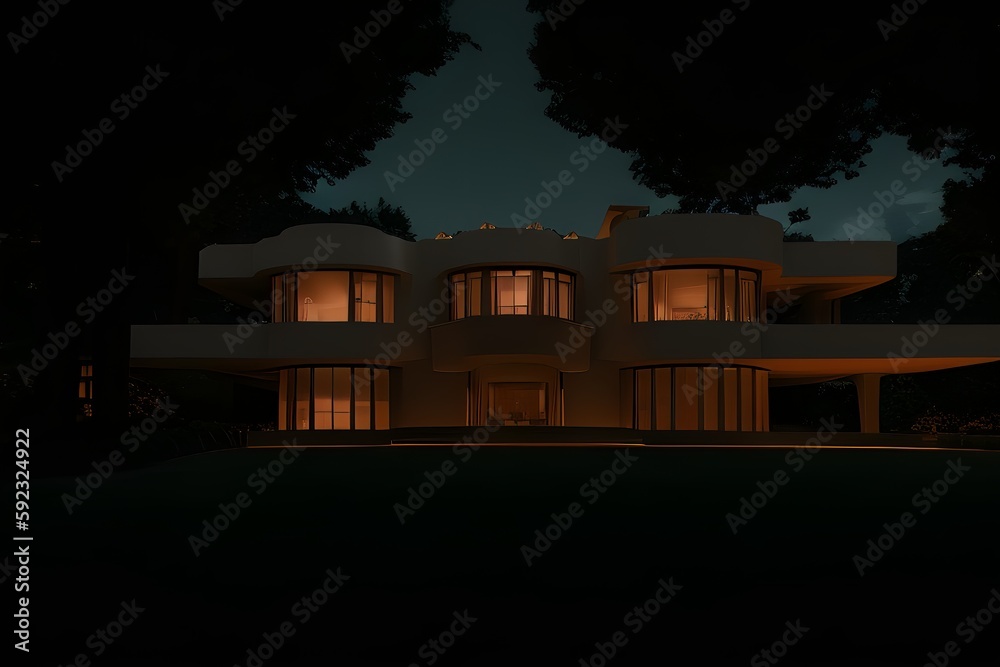 house in the night. Generative AI.
