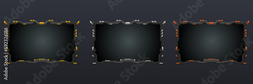 Abstract gold, silver and bronze game overlay screen panel frame template