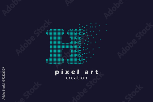 H letter logo. Logotype vector design. collection pixel art © Khanaya