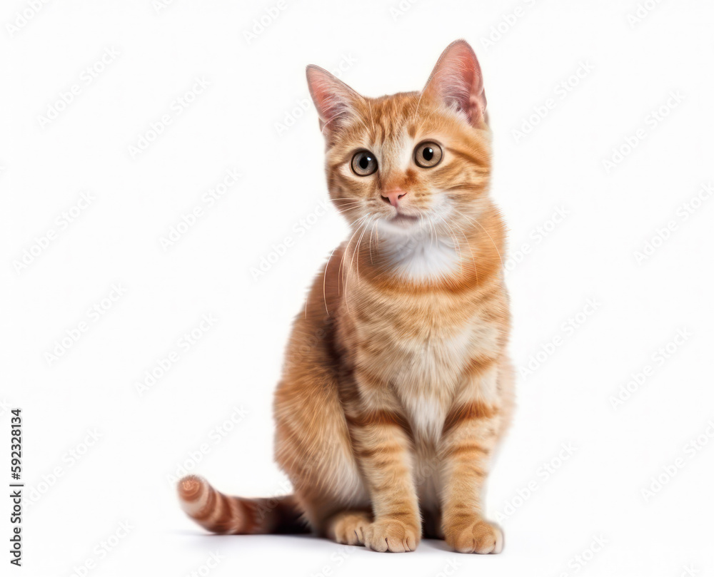 Cat isolated on white background with copy-space. Generative AI Cat isolated on white background with copy-space. Generative AI