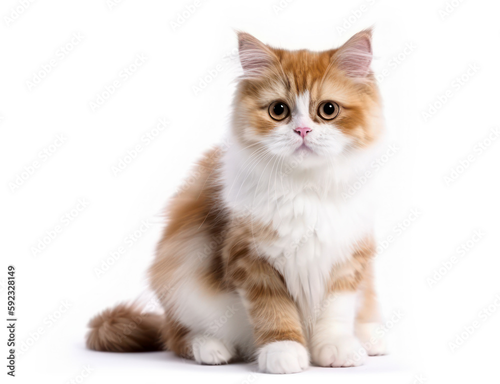 Cat isolated on white background with copy-space. Generative AI