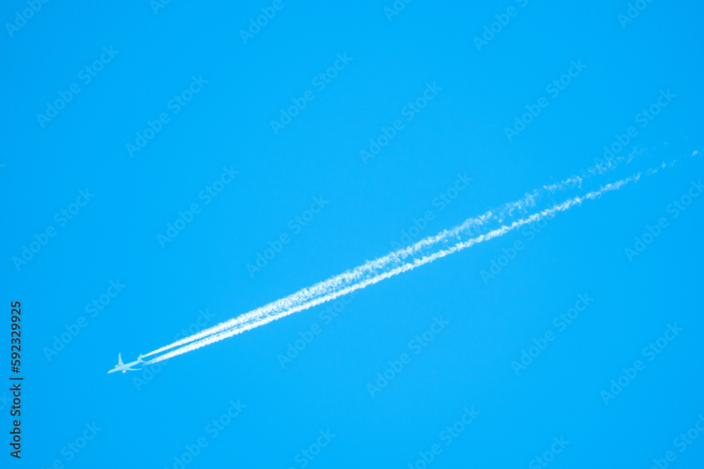 Contrail in the beautiful blue sky Contrail in the beautiful blue sky