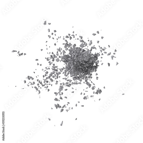 Concrete rock debris isolated transparent background 3d rendering
