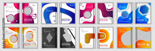 Business brochure cover design vector mega set or Corporate book cover design template in A4. Can be adapt to Annual Report, Magazine, Poster, Business Presentation, Portfolio, Flyer, Banner, catalog.