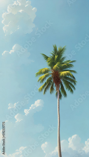 Coconut Trees and Beautiful Blue Sky at Summer | AI Generated