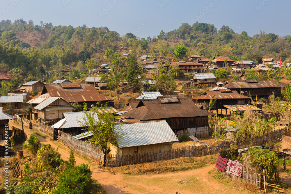 Mountain village in countryside, near Hsipaw, Shan State, Myanmar Mountain village in countryside, near Hsipaw, Shan State, Myanmar