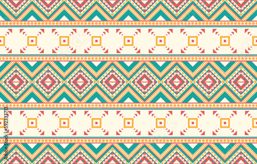 Ethnic abstract ikat art. Fabric Morocco, geometric ethnic pattern seamless color oriental. Background, Design for fabric, curtain, carpet, wallpaper, clothing, wrapping, Batik, vector illustration