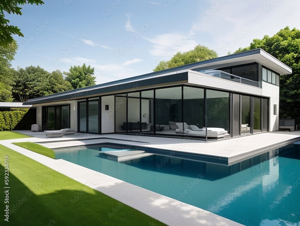 Fototapeta premium Luxury modern house, generative ai